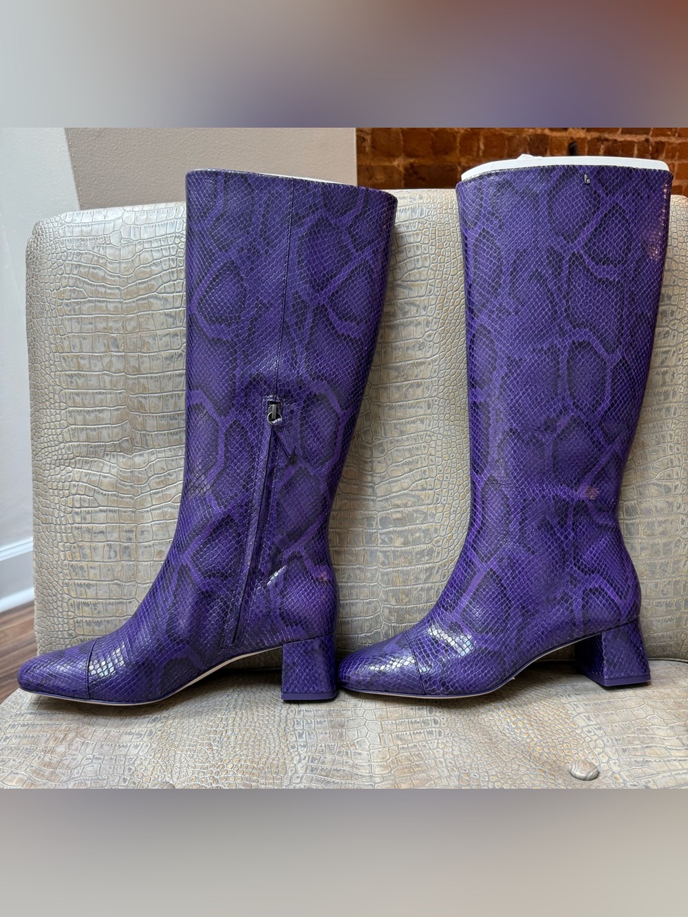 Larroude Edie Python Embossed Boot - Picture 2 of 9